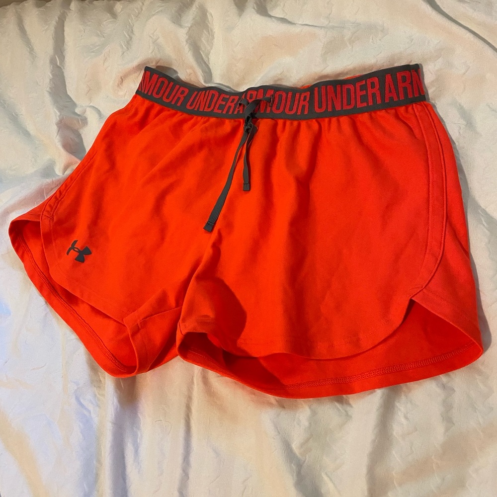 Under armor orange athletic shorts